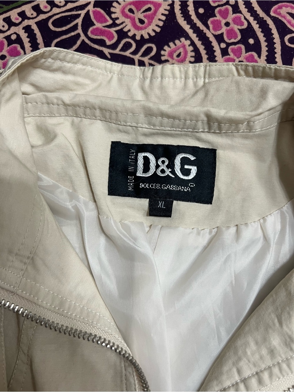 D&G Lightweight Cream Zip-Front Women's Jacket Moto Style size XL - Picture 5 of 7